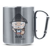 Da Oid Sinzer Griller Edelstahl Kaffeetasse silberer Karabiner 320ml Grosser Traithen Front